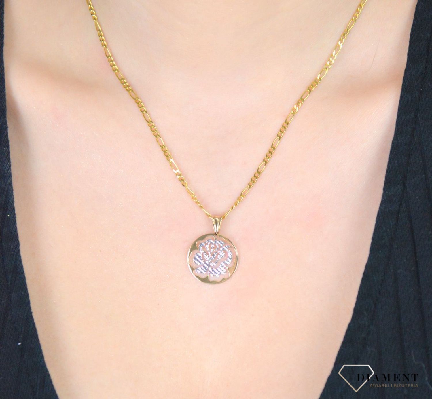 Złota zawieszka ażurowa róża ZA1620 375 na prezent.jpg